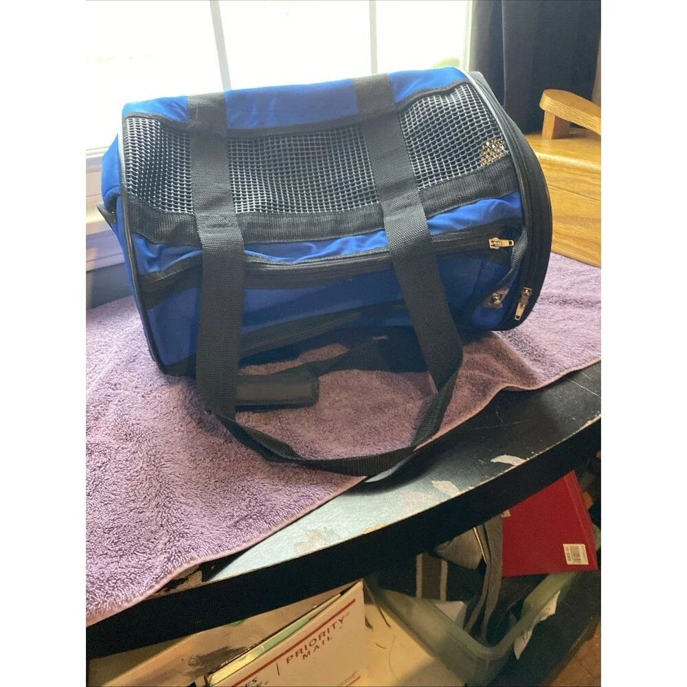Fashion Pet Travel Gear Small Dog Cat Carrier‎ Blue Pre Owned